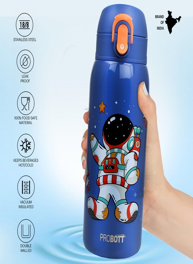 Probott Champ 230ml Thermoses Vacuum Insulated Flask, Stainless Steel Water Bottle for Baby, Dark Blue | Perfect for Toddlers | Leakproof | School, Picnic, Travel Cartoon Print Bottle for Kid - Image 4